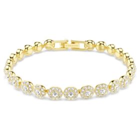 Bracciale Una Angelic con cristalli a taglio rotondo, bianco, placcato oro Bracciale Una Angelic con cristalli a taglio rotondo, bianco, placcato oro