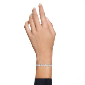 Bracciale Una Angelic con cristalli a taglio rotondo, piccolo, bianco, placcato in rodio Bracciale Una Angelic con cristalli a taglio rotondo, piccolo, bianco, placcato in rodio