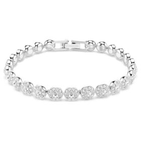 Bracciale Una Angelic con cristalli a taglio rotondo, piccolo, bianco, placcato in rodio Bracciale Una Angelic con cristalli a taglio rotondo, piccolo, bianco, placcato in rodio