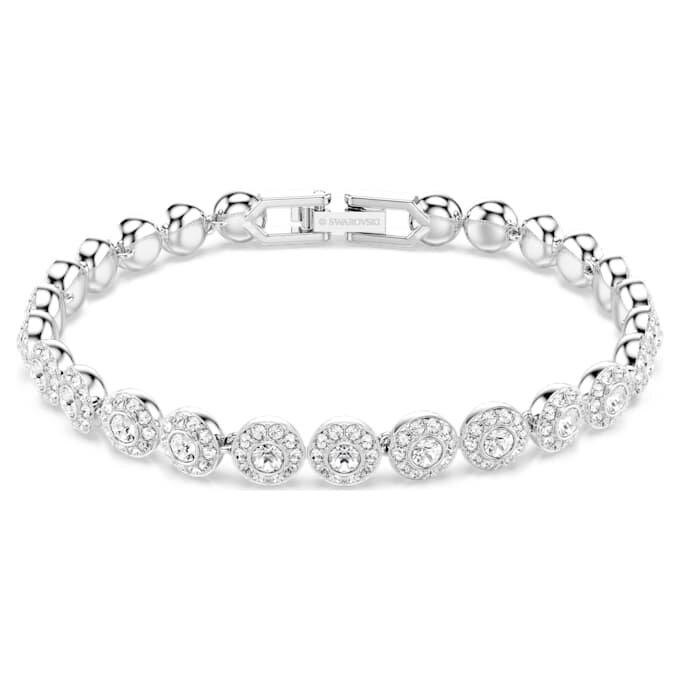 Bracciale Una Angelic con cristalli a taglio rotondo, piccolo, bianco, placcato in rodio Bracciale Una Angelic con cristalli a taglio rotondo, piccolo, bianco, placcato in rodio