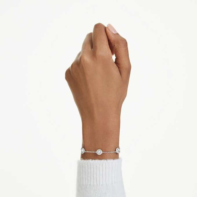 Bracciale Una Angelic con motivi a doppio lato a taglio rotondo, bianco, placcato in rodio Bracciale Una Angelic con motivi a doppio lato a taglio rotondo, bianco, placcato in rodio