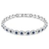 Bracciale Una Angelic con taglio rotondo, blu, placcato in rodio