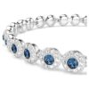 Bracciale Una Angelic con taglio rotondo, blu, placcato in rodio