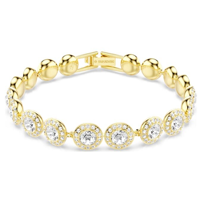Bracciale Una Angelic, taglio rotondo, pavé, medio, bianco, placcato oro Bracciale Una Angelic, taglio rotondo, pavé, medio, bianco, placcato oro