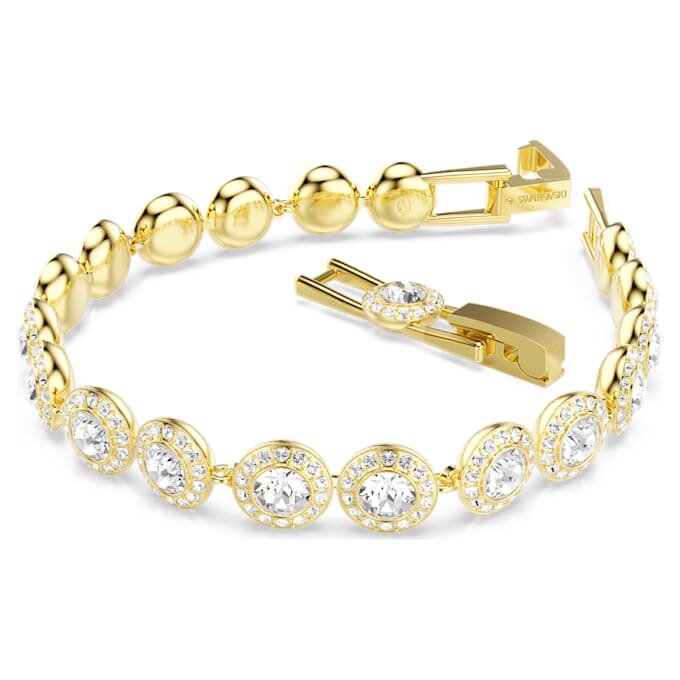 Bracciale Una Angelic, taglio rotondo, pavé, medio, bianco, placcato oro Bracciale Una Angelic, taglio rotondo, pavé, medio, bianco, placcato oro
