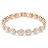 Bracciale Una Angelic, taglio rotondo, pavé, medio, bianco, placcato oro rosa