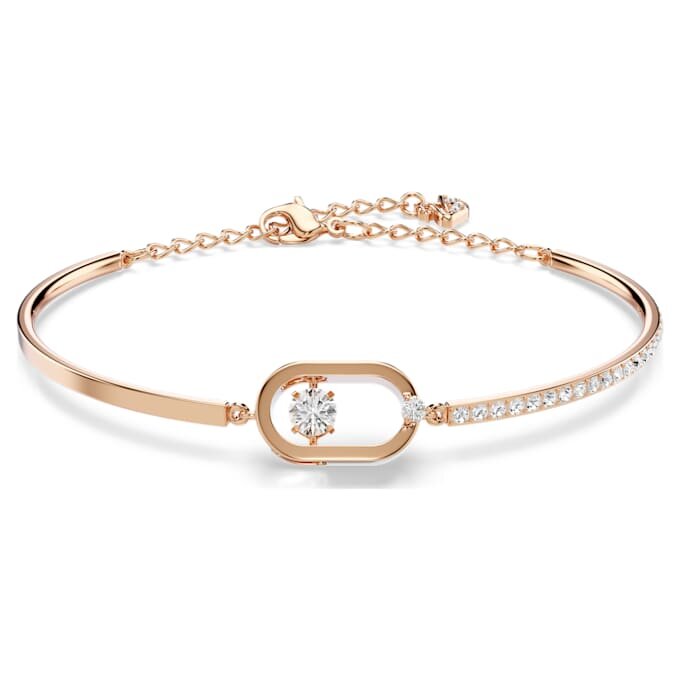 Bracciale Una, taglio rotondo, forma ovale, bianco, placcato in oro rosa Bracciale Una, taglio rotondo, forma ovale, bianco, placcato in oro rosa