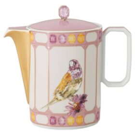 Caffettiera Idyllia in porcellana, motivo Crystal Print, uccellino, multicolore