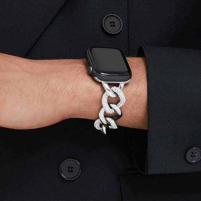 Cinturino a catena per Apple Watch® da 40 mm e 41 mm, color argento, acciaio inossidabile Cinturino a catena per Apple Watch® da 40 mm e 41 mm, color argento, acciaio inossidabile