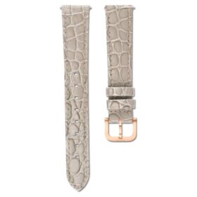 Cinturino da orologio larghezza 16 mm (0,63″), in pelle con cuciture, beige, finitura color oro rosa