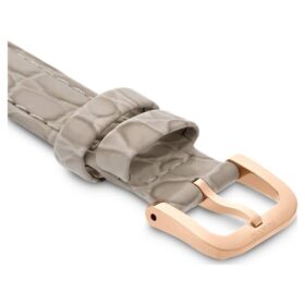 Cinturino da orologio larghezza 16 mm (0,63″), in pelle con cuciture, beige, finitura color oro rosa