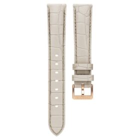 Cinturino da orologio larghezza 16 mm (0,63″), in pelle con cuciture, grigio, finitura color oro rosa