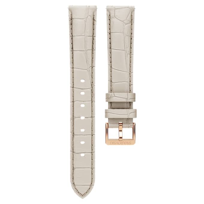 Cinturino da orologio larghezza 16 mm (0,63″), in pelle con cuciture, grigio, finitura color oro rosa Cinturino da orologio larghezza 16 mm (0,63″), in pelle con cuciture, grigio, finitura color oro rosa