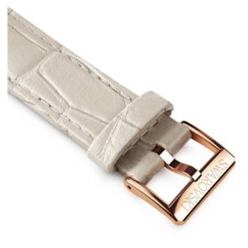 Cinturino da orologio larghezza 16 mm (0,63″), in pelle con cuciture, grigio, finitura color oro rosa