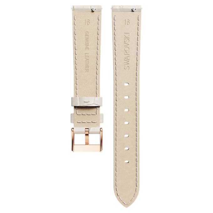 Cinturino da orologio larghezza 16 mm (0,63″), in pelle con cuciture, grigio, finitura color oro rosa Cinturino da orologio larghezza 16 mm (0,63″), in pelle con cuciture, grigio, finitura color oro rosa