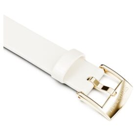 Cinturino per orologio larghezza 12 mm (0,47″), in pelle, bianco, finitura color oro champagne