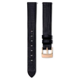 Cinturino per orologio larghezza 13 mm (0,51″), in pelle, nero, finitura color oro rosa