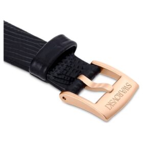 Cinturino per orologio larghezza 13 mm (0,51″), in pelle, nero, finitura color oro rosa