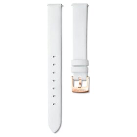 Cinturino per orologio larghezza 14 mm (0,55″), in pelle, bianco, finitura color oro rosa