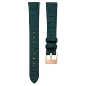 Cinturino per orologio larghezza 14 mm (0,55″), in pelle, verde, finitura color oro rosa