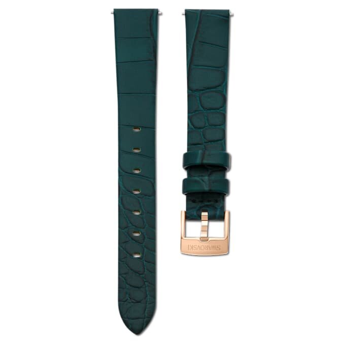 Cinturino per orologio larghezza 14 mm (0,55″), in pelle, verde, finitura color oro rosa Cinturino per orologio larghezza 14 mm (0,55″), in pelle, verde, finitura color oro rosa