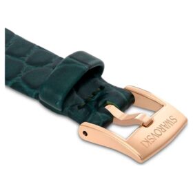 Cinturino per orologio larghezza 14 mm (0,55″), in pelle, verde, finitura color oro rosa
