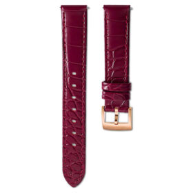 Cinturino per orologio larghezza 15 mm (0,59″), in pelle con cuciture, rosso, finitura color oro rosa
