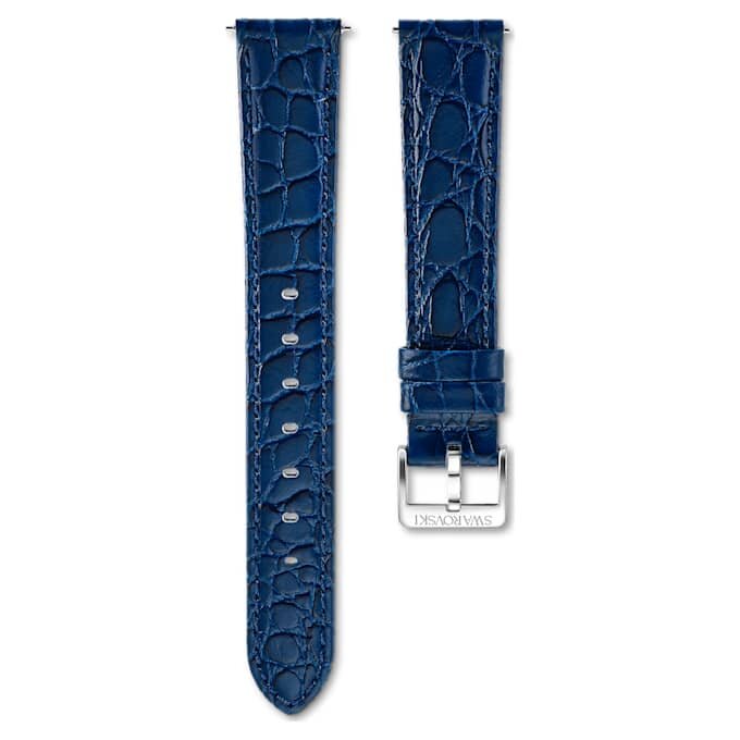 Cinturino per orologio larghezza 16 mm (0,63″), in pelle con cuciture, blu, acciaio inossidabile Cinturino per orologio larghezza 16 mm (0,63″), in pelle con cuciture, blu, acciaio inossidabile