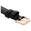 Cinturino per orologio larghezza 16 mm (0,63″), in pelle con cuciture, nero, finitura color oro rosa Cinturino per orologio larghezza 16 mm (0,63″), in pelle con cuciture, nero, finitura color oro rosa