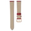 Cinturino per orologio larghezza 16 mm (0,63″), in pelle con cuciture, rosso, finitura color oro rosa Cinturino per orologio larghezza 16 mm (0,63″), in pelle con cuciture, rosso, finitura color oro rosa