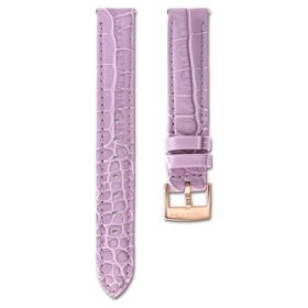 Cinturino per orologio larghezza 17 mm (0,67″), in pelle con cuciture, viola, finitura color oro rosa