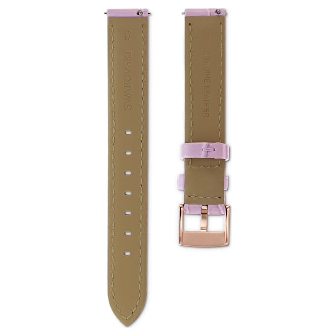 Cinturino per orologio larghezza 17 mm (0,67″), in pelle con cuciture, viola, finitura color oro rosa Cinturino per orologio larghezza 17 mm (0,67″), in pelle con cuciture, viola, finitura color oro rosa
