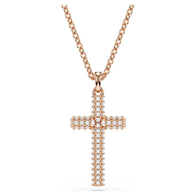 Ciondolo a croce Insigne, bianco, placcato oro rosa Ciondolo a croce Insigne, bianco, placcato oro rosa