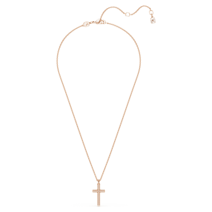 Ciondolo a croce Insigne, bianco, placcato oro rosa Ciondolo a croce Insigne, bianco, placcato oro rosa