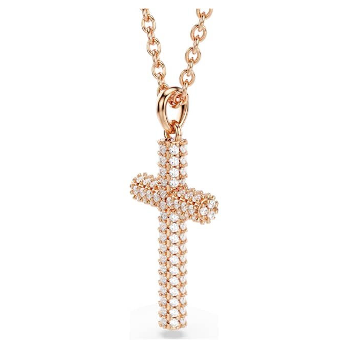 Ciondolo a croce Insigne, bianco, placcato oro rosa Ciondolo a croce Insigne, bianco, placcato oro rosa