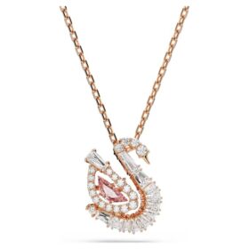 Ciondolo a forma di cigno con tagli misti, cigno, rosa