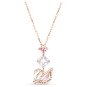 Ciondolo a forma di cigno, rosa, placcato in oro rosa