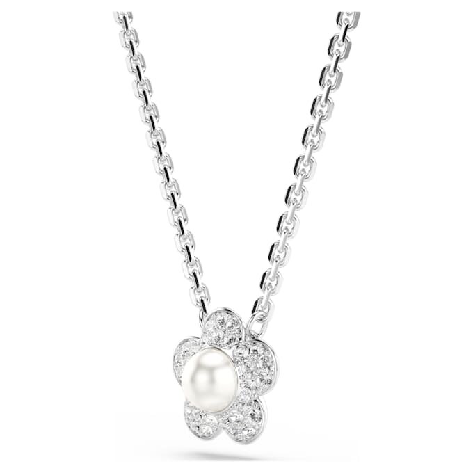 Ciondolo Ariana Grande X Swarovski con perla di cristallo, taglio rotondo, fiore, bianco, placcato in rodio Ciondolo Ariana Grande X Swarovski con perla di cristallo, taglio rotondo, fiore, bianco, placcato in rodio