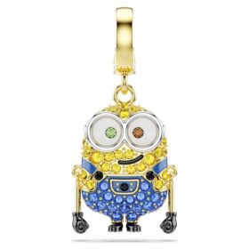 Ciondolo Bob dei Minions con pavé, multicolore, placcato in oro