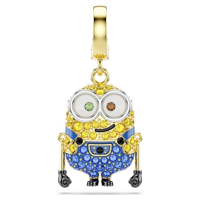 Ciondolo Bob dei Minions con pavé, multicolore, placcato in oro Ciondolo Bob dei Minions con pavé, multicolore, placcato in oro