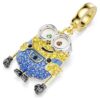 Ciondolo Bob dei Minions con pavé, multicolore, placcato in oro Ciondolo Bob dei Minions con pavé, multicolore, placcato in oro