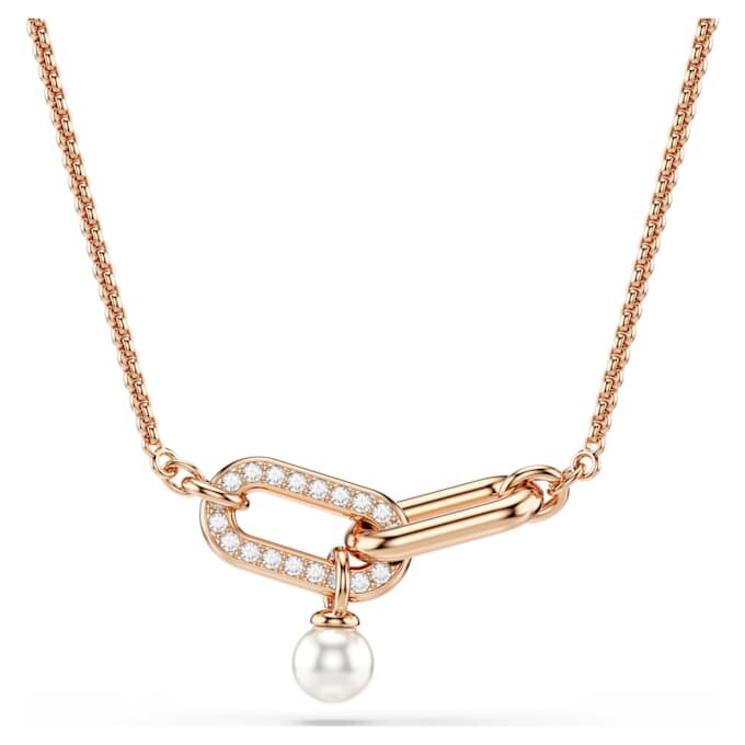 Ciondolo Constella con perla di cristallo, taglio rotondo, bianco, placcato oro rosa Ciondolo Constella con perla di cristallo, taglio rotondo, bianco, placcato oro rosa