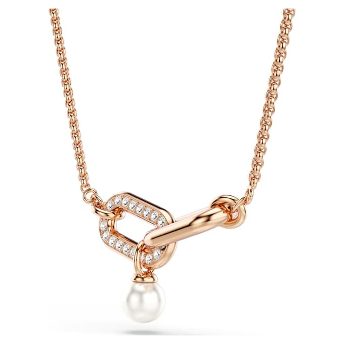 Ciondolo Constella con perla di cristallo, taglio rotondo, bianco, placcato oro rosa Ciondolo Constella con perla di cristallo, taglio rotondo, bianco, placcato oro rosa