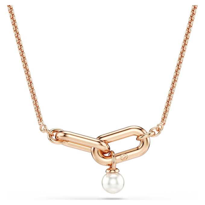 Ciondolo Constella con perla di cristallo, taglio rotondo, bianco, placcato oro rosa Ciondolo Constella con perla di cristallo, taglio rotondo, bianco, placcato oro rosa