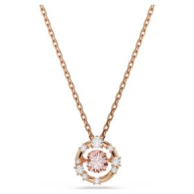 Ciondolo Constella con taglio rotondo, pietra danzante, rosa, placcato in oro rosa