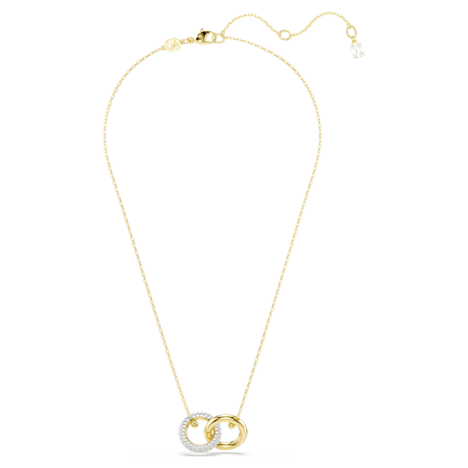 Ciondolo Dextera con anelli intrecciati, bianco, placcato in oro Ciondolo Dextera con anelli intrecciati, bianco, placcato in oro