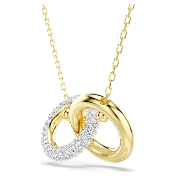 Ciondolo Dextera con anelli intrecciati, bianco, placcato in oro Ciondolo Dextera con anelli intrecciati, bianco, placcato in oro