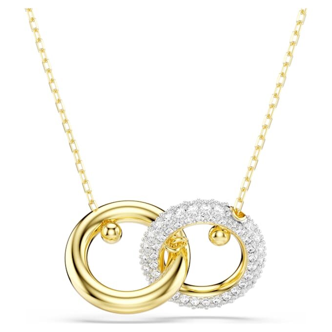 Ciondolo Dextera con anelli intrecciati, bianco, placcato in oro Ciondolo Dextera con anelli intrecciati, bianco, placcato in oro