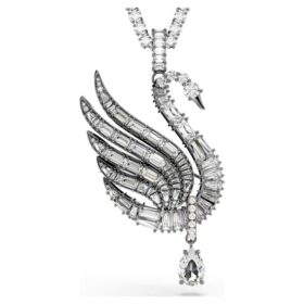 Ciondolo e spilla a forma di cigno, bianco, placcato al rutenio Ciondolo e spilla a forma di cigno, bianco, placcato al rutenio