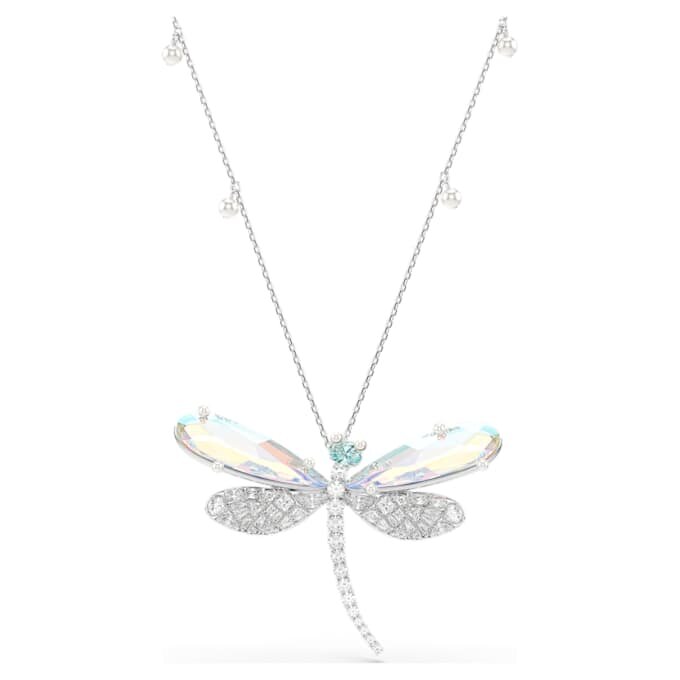 Ciondolo e spilla Ariana Grande X Swarovski con perla di cristallo, tagli misti, libellula, bianco, placcato in rodio Ciondolo e spilla Ariana Grande X Swarovski con perla di cristallo, tagli misti, libellula, bianco, placcato in rodio